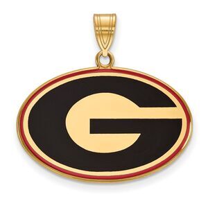 14K Gold Plated Sterling Silver U. of Georgia Large Enamel 'G' Pendant